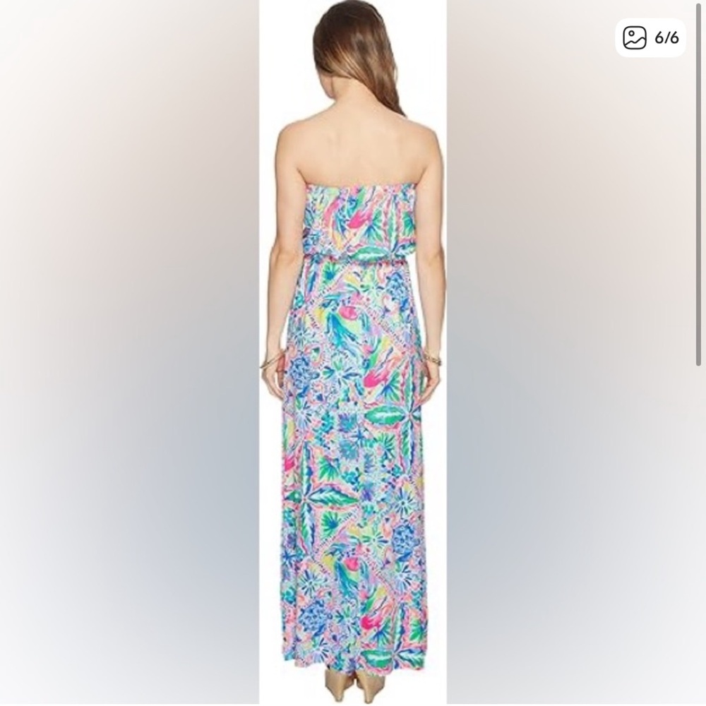 Lilly Pulitzer Marlisa Strapless Maxi Dress In Dancing on the Deck Size Small